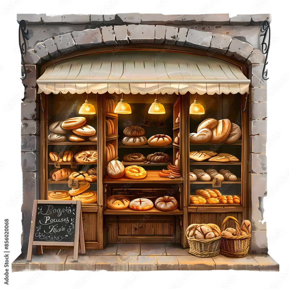 A Traditional French Bakery with Delicious Breads A Traditional French Bakery with Delicious Breads