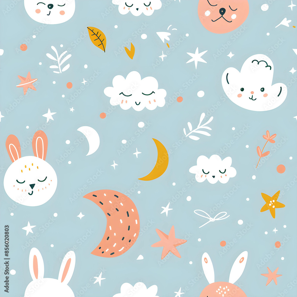 seamless pattern with rabbits and flowers seamless pattern with rabbits and flowers