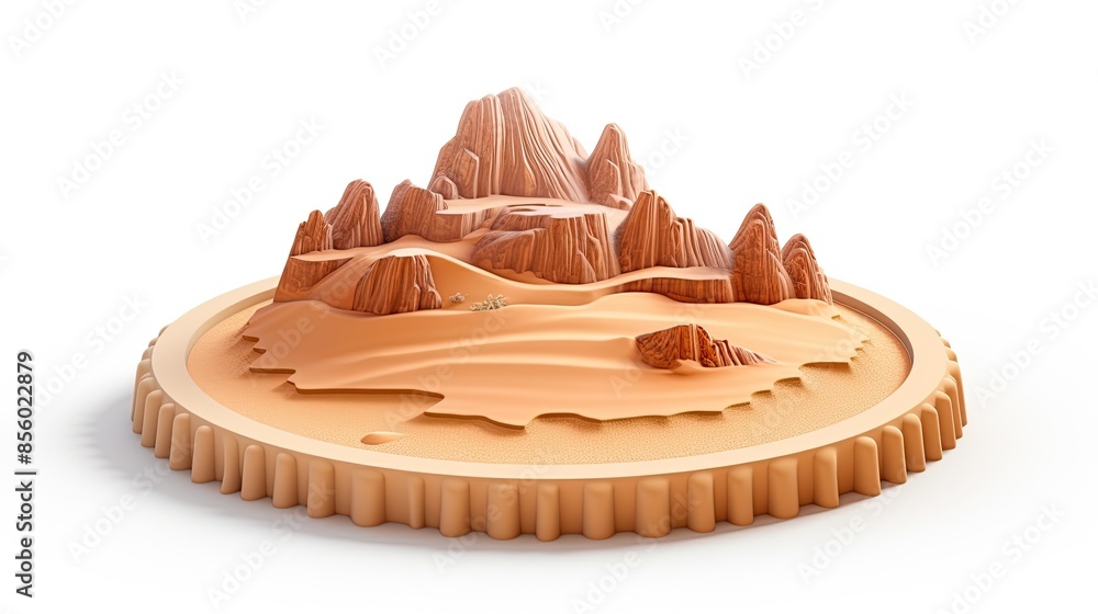 3D rendering of a desert mesa with a mountain range in the background. 3D rendering of a desert mesa with a mountain range in the background.