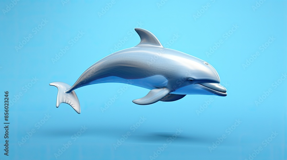Obraz premium A bottlenose dolphin leaps gracefully through the ocean's surface. Its sleek, silver body glistens in the sunlight.