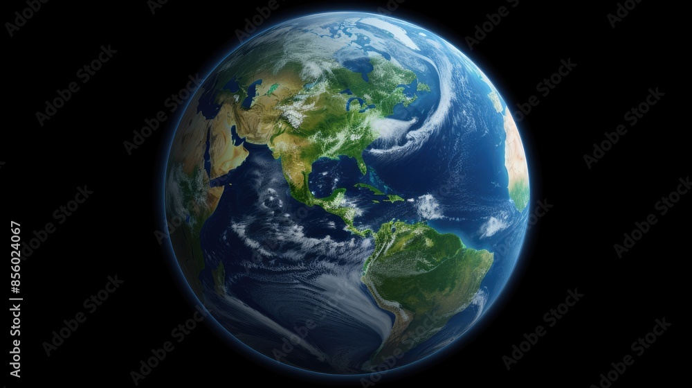 A beautiful shot of planet Earth from space, showing the Americas. The image is clear and detailed, and the colors are vibrant. A beautiful shot of planet Earth from space, showing the Americas. The image is clear and detailed, and the colors are vibrant.