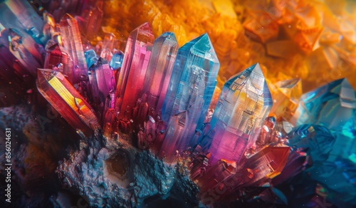 Detailed image of a colorful mineral crystal structure