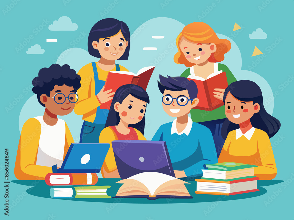 Group of students in a study group Group of students in a study group