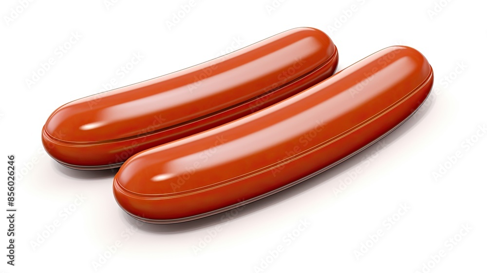 Two juicy sausages isolated on white background. 3d rendering. Two juicy sausages isolated on white background. 3d rendering.