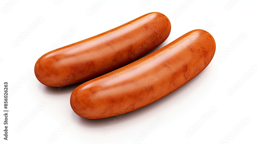 Two juicy sausages isolated on white background. Two juicy sausages isolated on white background.