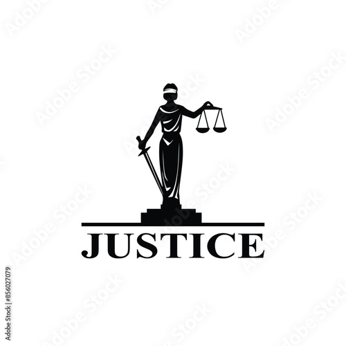Lady Justice, justitia goddess logo for attorney and law simple clean minimalist modern silhouette statue black icon design