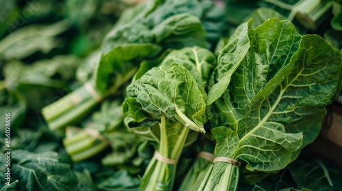 Fresh Green Collard Greens Generative AI