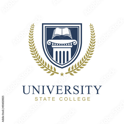 University college school badge logo design vector template