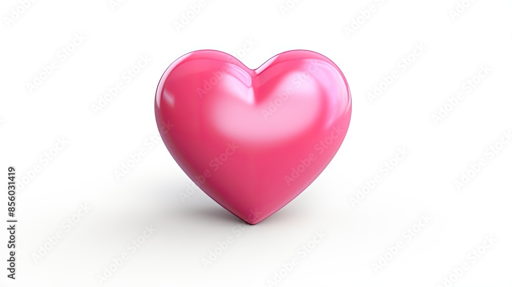 This is a 3D rendering of a pink heart. The heart is smooth and glossy, and it appears to be sitting on a white surface. This is a 3D rendering of a pink heart. The heart is smooth and glossy, and it appears to be sitting on a white surface.