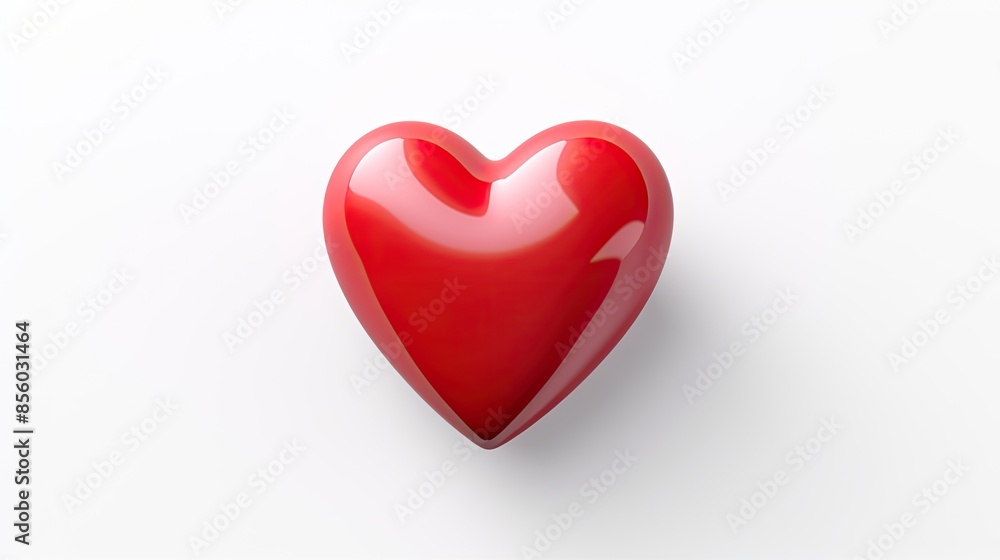 A simple red heart on a white background. The heart is smooth and shiny, and it has a slight shadow underneath it. A simple red heart on a white background. The heart is smooth and shiny, and it has a slight shadow underneath it.
