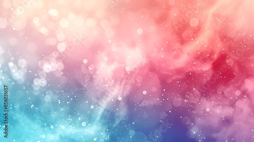 An abstract background with a soft gradient transitioning from pink to blue, featuring a bokeh effect with floating particles.