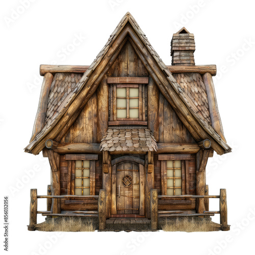 wooden house isolated on white