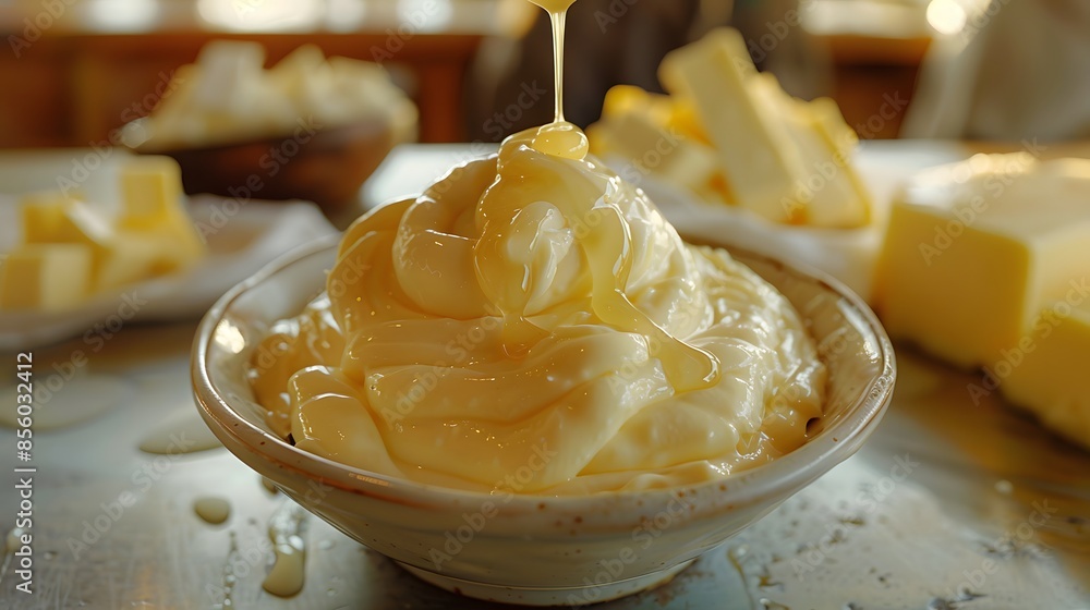 Smalls in the market were selling honey. There was an exquisite bowl with yellowish white fat cream on top and bottom, and a spoon dripping from above. Smalls in the market were selling honey. There was an exquisite bowl with yellowish white fat cream on top and bottom, and a spoon dripping from above.