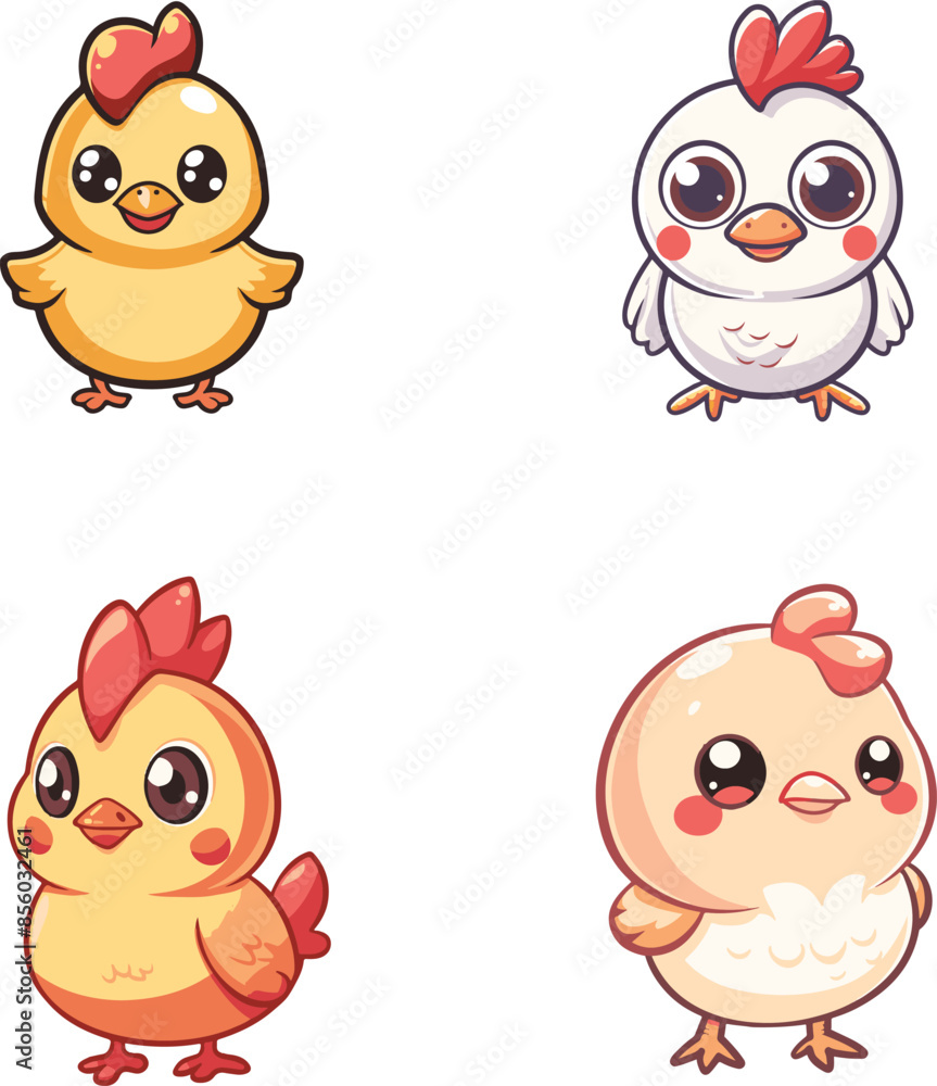 Fototapeta premium set of funny cartoon chicken