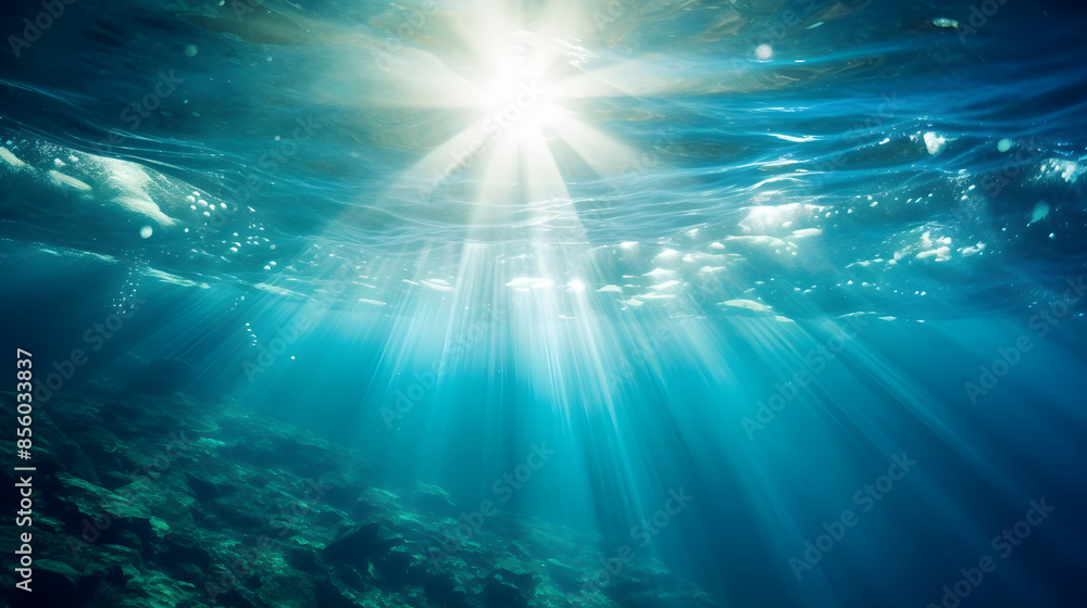 Dark blue ocean surface seen from underwater Dark blue ocean surface seen from underwater