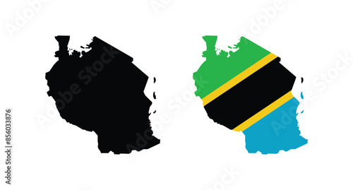 Vector Tanzania Map. Map of Tanzania with National Flag.
