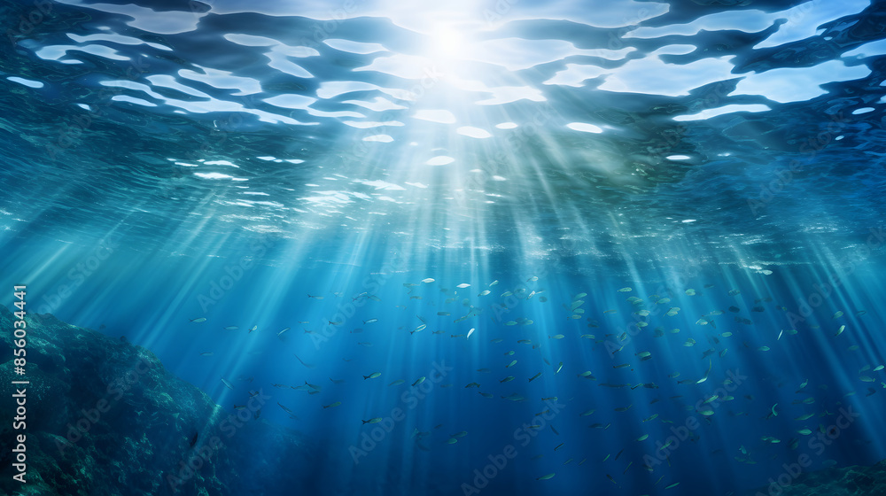 Dark blue ocean surface seen from underwater Dark blue ocean surface seen from underwater