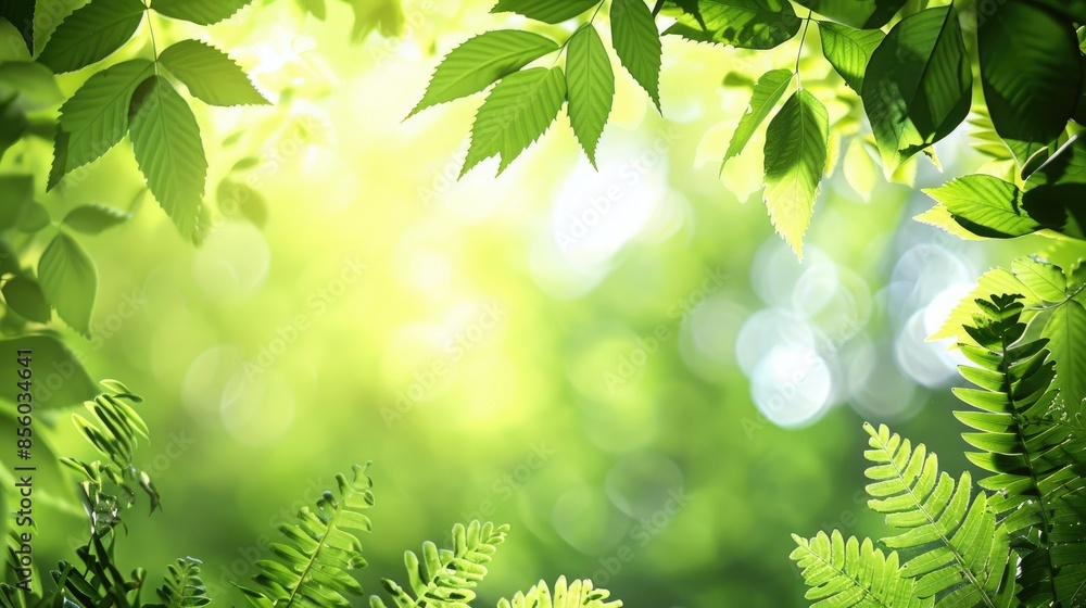 Natural Green Background with Leaves and Trees Natural Green Background with Leaves and Trees