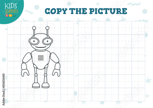 Copy picture vector illustration. Coloring game for preschool and school kids