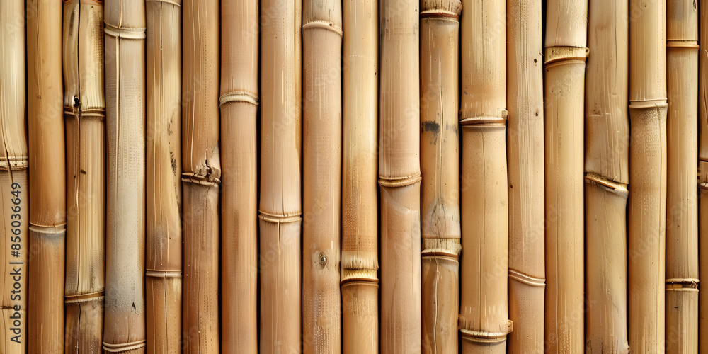 Fototapeta premium Natural bamboo texture with a smooth finish, providing an organic and fresh background, suitable for eco-friendly products or summer accessories