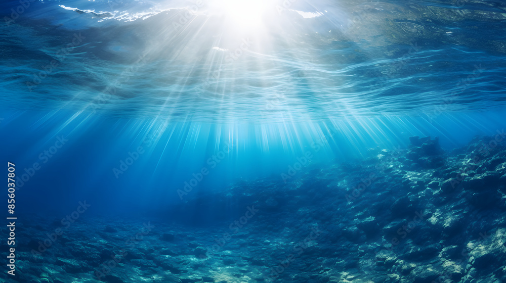 Dark blue ocean surface seen from underwater Dark blue ocean surface seen from underwater