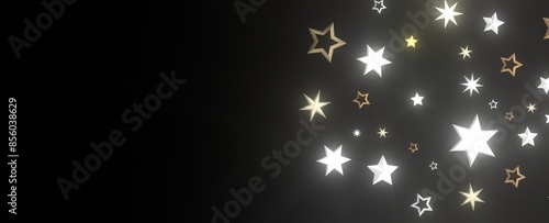 Shimmering Starry Christmas: Spectacular 3D Illustration Showcasing Falling Holiday Stars photo