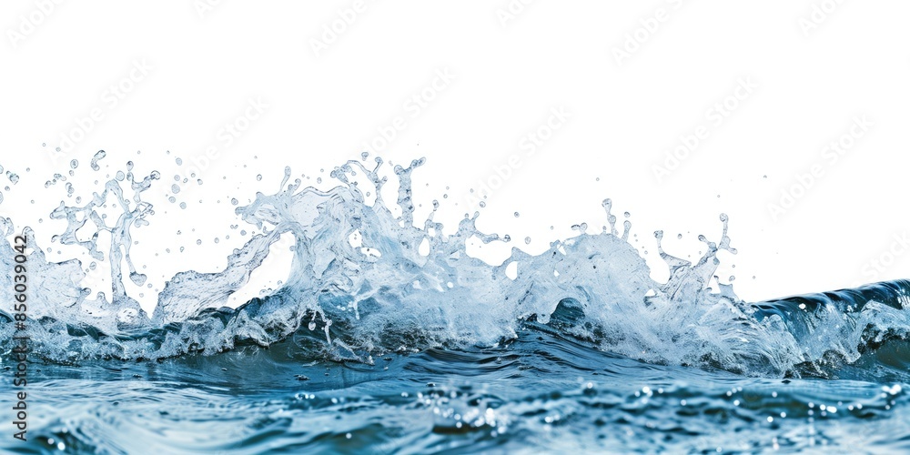 Blue clear water wave splash isolated on white background generative ai Blue clear water wave splash isolated on white background generative ai