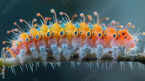 close up of a cater caterpy insect on a branch photo