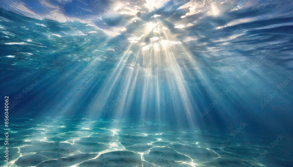 Fototapeta premium abstract background sunlight breaking through the water, summer vacation on the sea and ocean, water waves