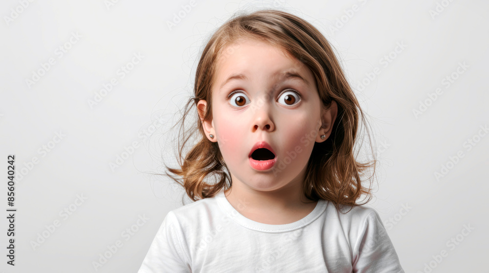 Surprised or scared little girl on a white background. Emotions. Surprised or scared little girl on a white background. Emotions.