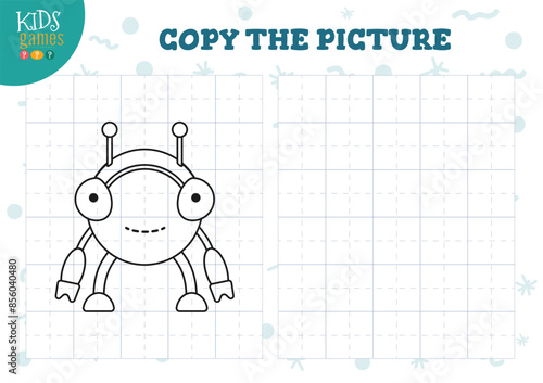 Copy and color the picture vector blank game, illustration.
