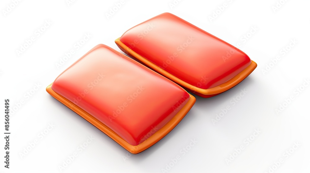 3D rendering of two orange pillows. The pillows are soft and fluffy, and they look very comfortable. 3D rendering of two orange pillows. The pillows are soft and fluffy, and they look very comfortable.
