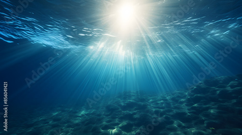 Dark blue ocean surface seen from underwater