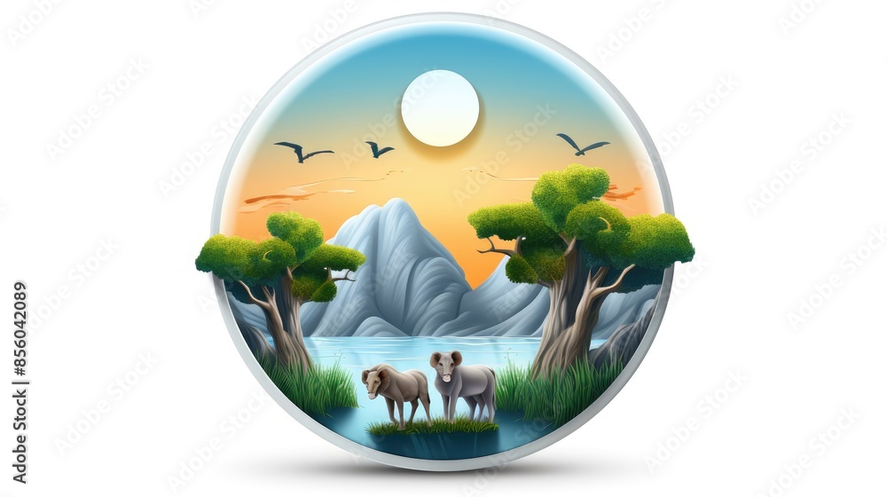 The image is a beautiful landscape with a mountain, lake, and trees. The colors are vibrant and the scene is peaceful. The image is a beautiful landscape with a mountain, lake, and trees. The colors are vibrant and the scene is peaceful.