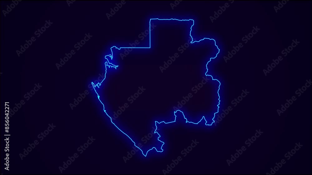 Gabon Map Outline Country Border on dark blue. Neon Lights colorful animation transition. Flag of Gabon. Animation in neon style. 4k Resolution. Gabon Map Outline Country Border on dark blue. Neon Lights colorful animation transition. Flag of Gabon. Animation in neon style. 4k Resolution.