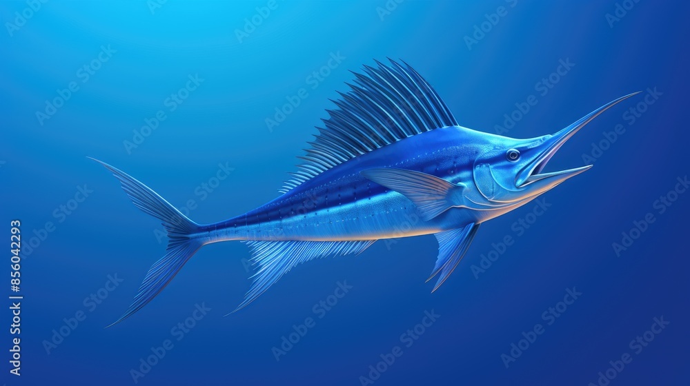 A blue marlin is a large, predatory fish found in warm, tropical waters. A blue marlin is a large, predatory fish found in warm, tropical waters.