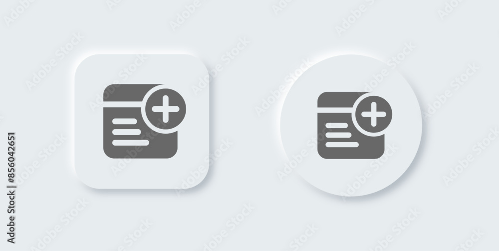 Add text solid icon in neomorphic design style. Articles signs vector illustration.