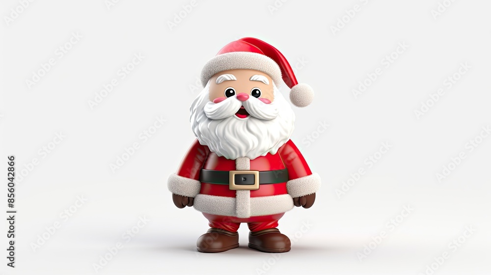 3D rendering of a cute Santa Claus character. He is wearing a red suit with white trim, a red and white hat, and brown boots. 3D rendering of a cute Santa Claus character. He is wearing a red suit with white trim, a red and white hat, and brown boots.
