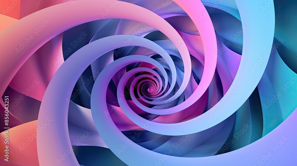 Abstract spiral illusion with geometric forms in a gradient color scheme Abstract spiral illusion with geometric forms in a gradient color scheme