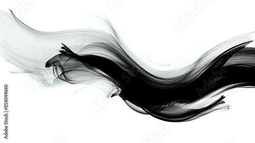 Abstract Black and White Smoke Art. Dynamic and flowing abstract design, ideal for modern art concepts, backgrounds, and creative projects, expressing movement, fluidity, and contrast.