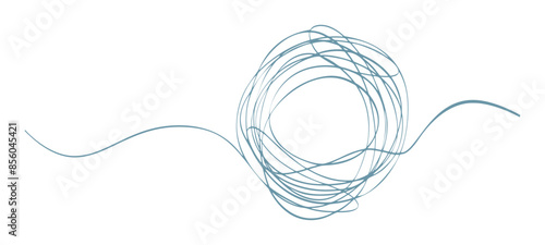 Circle frame continuous line drawing, round hand drawn with thin line, hand drawn vector illustration confusing situation concept
