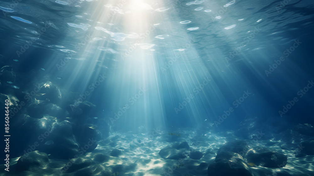 Obraz premium Dark blue ocean surface seen from underwater