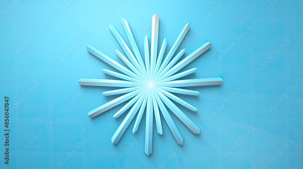 3D rendering of a blue crystal snowflake on a blue background. 3D rendering of a blue crystal snowflake on a blue background.