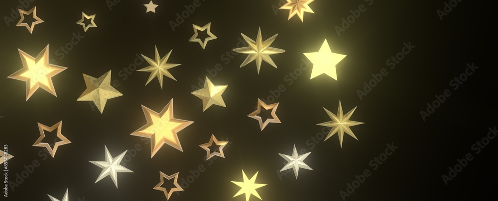 Twinkling Yuletide Skies: Breathtaking 3D Illustration of Falling Christmas Starlights Twinkling Yuletide Skies: Breathtaking 3D Illustration of Falling Christmas Starlights