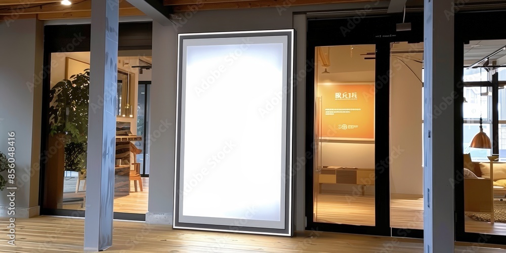 Modern Minimalist Office Entrance with Blank Signage Modern Minimalist Office Entrance with Blank Signage
