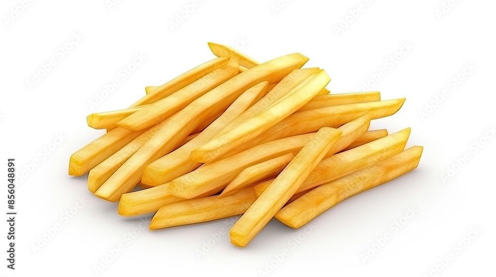 A pile of crispy, golden-brown french fries, isolated on a white background. The perfect addition to any meal. A pile of crispy, golden-brown french fries, isolated on a white background. The perfect addition to any meal.