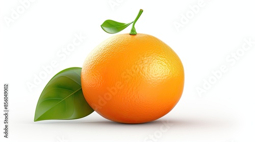3D rendering of a fresh orange. The orange has a smooth, textured surface and is slightly glossy. photo