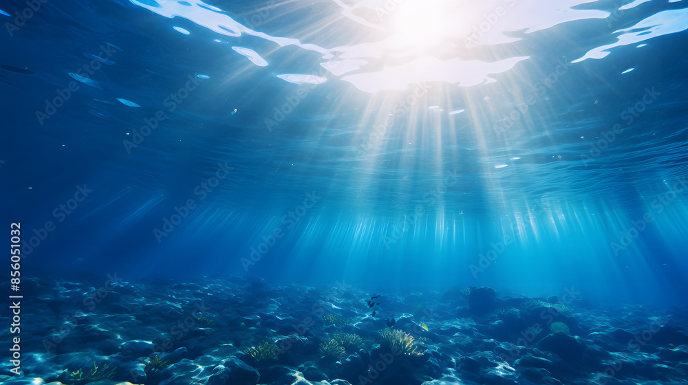 Dark blue ocean surface seen from underwater Dark blue ocean surface seen from underwater