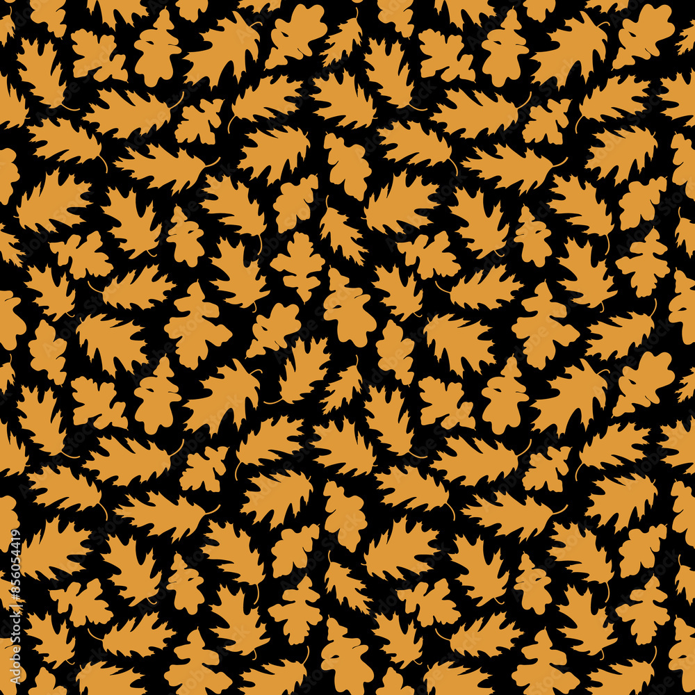 Autumn gold oak leaves seamless pattern textile design, wallpaper, background. Autumn gold oak leaves seamless pattern textile design, wallpaper, background.