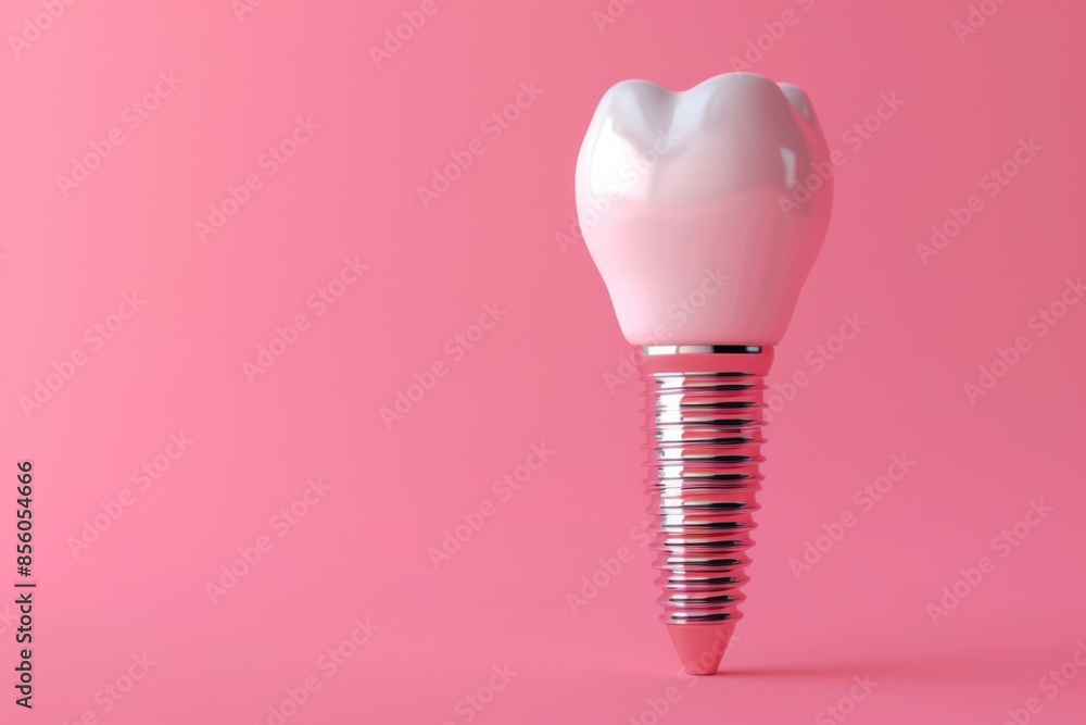 Dental Implant on Pink Background Dental Implant on Pink Background